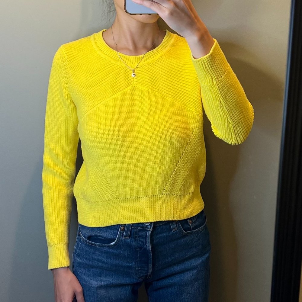 Sandro Cropped Sweater XS Women Cotton Blend Yellow